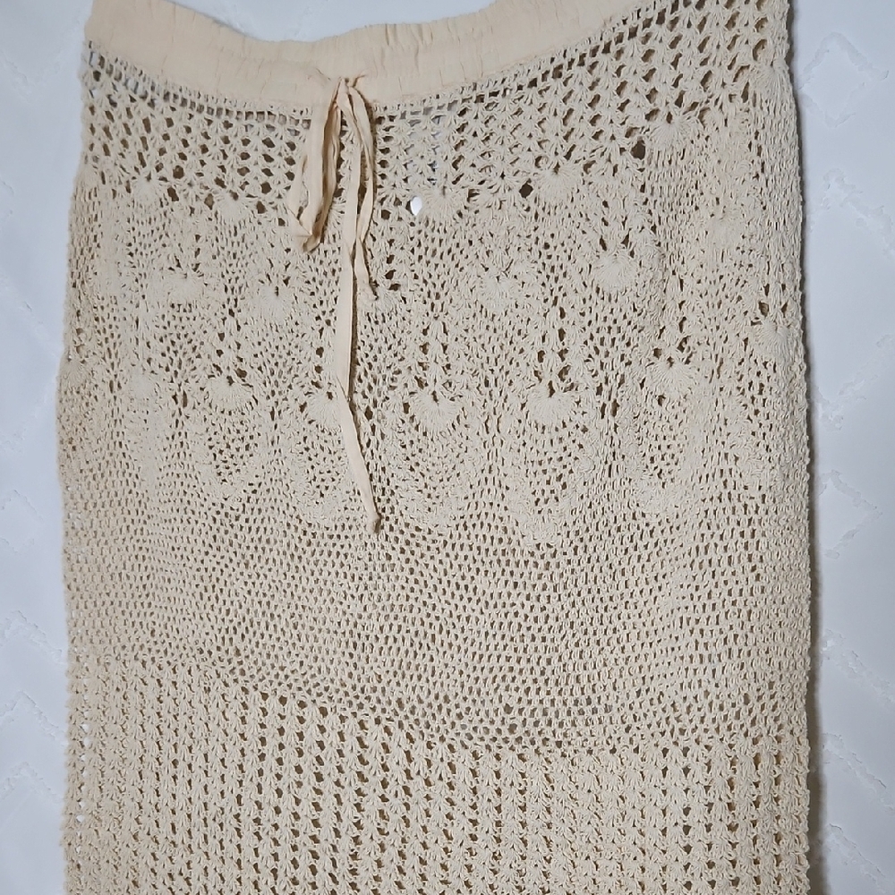Dotti Beige Crochet Maxi Skirt